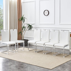 English Elm Set of 2 Gloss Pu Bow-back Dining Chairs with Ergonomic Curved Support for Modern Lofts White W1512P491841