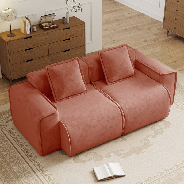 English Elm Harrison Modular Cloud Sectional Plush Velvet Upholstery French Piping Living Room Sofa W3041P386584