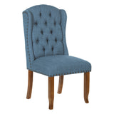 OSP Home Furnishings Jessica Tufted Wing Dining Chair Navy