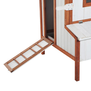 English Elm Portable Fir Wood Chicken Coop Raised Backyard Hutch with Nesting Box and Ramp T3971P432629