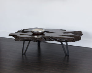 Sunpan RUSTEAK Handcrafted Teak Root Coffee Table - Unique Live-Edge Design with Sturdy Black Iron Base 102690