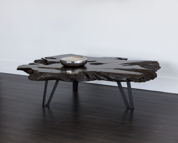 Sunpan RUSTEAK Handcrafted Teak Root Coffee Table - Unique Live-Edge Design with Sturdy Black Iron Base 102690