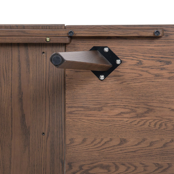 English Elm Jennifer Taylor Home - Capri Solid Red Oak Extendable Dining Table 47–78.5" Seating 4–6, Mid-Century Tapered Legs, Grain Finish Dark Brown B2719P395574