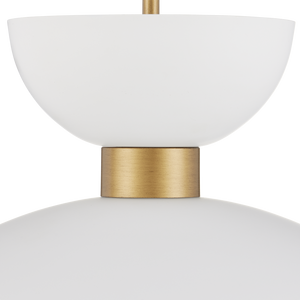 Zevio Modern White Pendant Light - Elegant Frosted Glass & Brass Finish, Adjustable Height Design