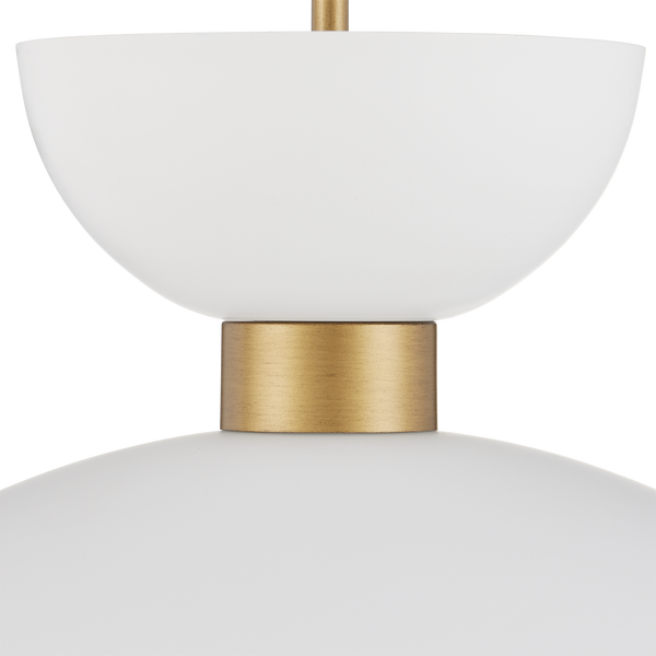 Zevio Modern White Pendant Light - Elegant Frosted Glass & Brass Finish, Adjustable Height Design