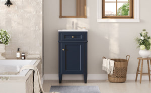 English Elm 18-inch French Style Freestanding Bathroom Vanity with Ceramic Sink Soft Close Storage Blue N710P411340C