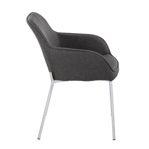 English Elm Contemporary Bucket Chair Set of 2 Cream Velvet Upholstered with Slim Black Metal Legs B202S01344