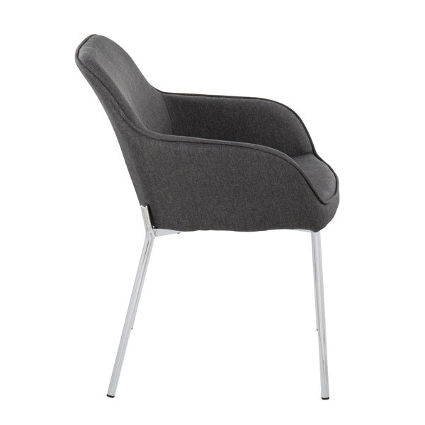 English Elm Contemporary Bucket Chair Set of 2 Cream Velvet Upholstered with Slim Black Metal Legs B202S01344