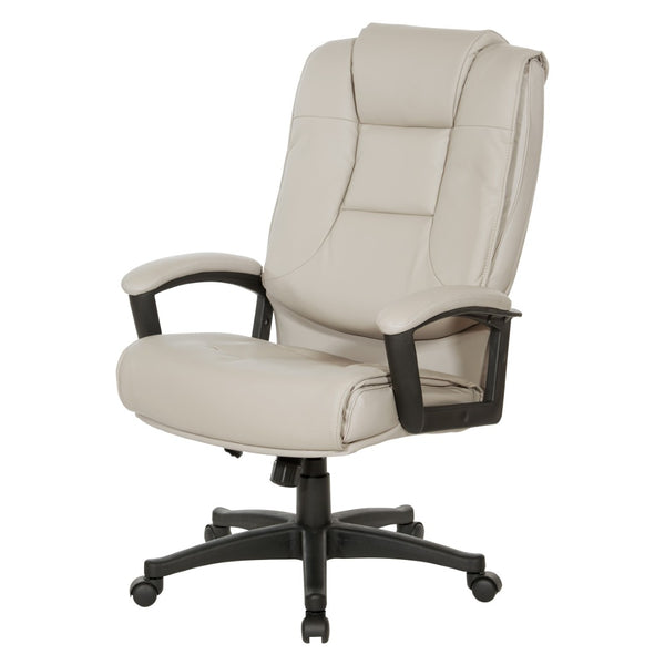 OSP Home Furnishings High Back Bonded Leather Office Chair with Lumbar Support and Ergonomic Padded Seat Taupe EC5162-EC21