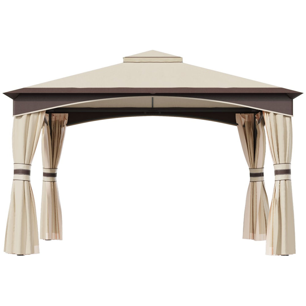English Elm Outsunny 10' X 12' Weather-Resistant Outdoor Gazebo With Netting, Curtains & Vented Canopy Design W2225P217715-GIGA