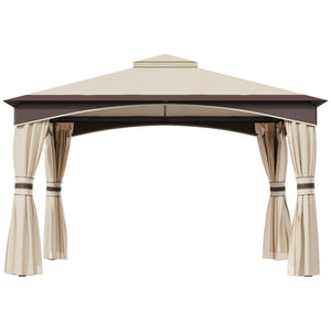 English Elm Outsunny 10' X 12' Weather-Resistant Outdoor Gazebo With Netting, Curtains & Vented Canopy Design W2225P217715-GIGA