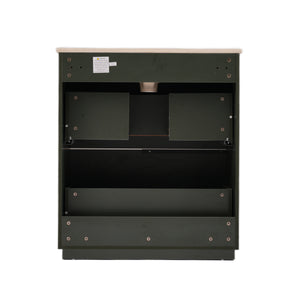English Elm Christopher Knight Home® - 30" Bathroom Vanity With Elegant Ceramic Sink, Soft-Close Drawers & Fluted Green Design For Modern Spaces N817P295760G