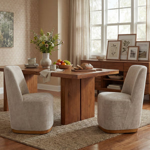 English Elm Indoor Upholstered Chenille Dining Chairs Set of 2 with High Back Rubberwood Base N779P370771O