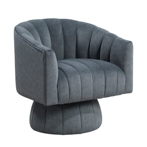 English Elm Dark Gray Velvet Swivel Barrel Chair with Channel Stitching, 360° Comfort, High-Density Foam, 300lb Capacity B011P329258