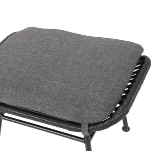 English Elm Christopher Knight Home® - Montana Faux Rattan Outdoor Ottoman Set of 2 with Water-Resistant Gray Cushions, Steel Frame Durable 65045.00GRY