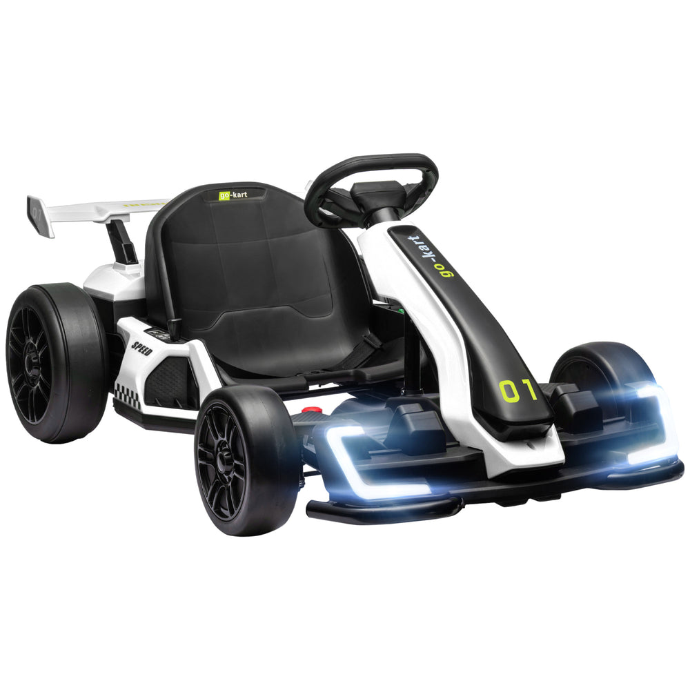 English Elm Aosom 24v Electric Go Kart Ride on Toy with Drifting Dual Motor and Adjustable Seat White W2225P229480