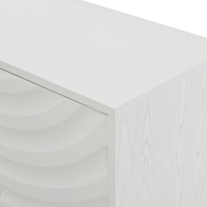 English Elm Elegant Modern Sideboard with Wavy Arched Groove Doors, Adjustable Shelves, MDF Wood Legs, 63.4" L W2696P256249