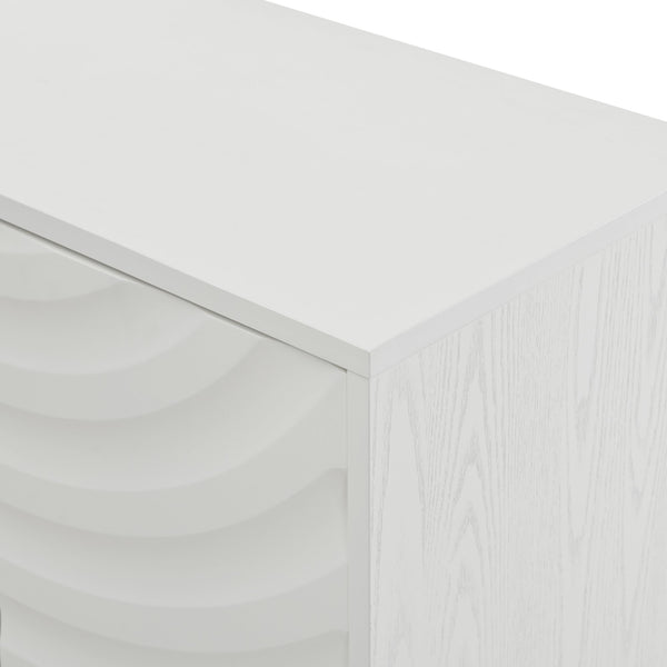 English Elm Elegant Modern Sideboard with Wavy Arched Groove Doors, Adjustable Shelves, MDF Wood Legs, 63.4" L W2696P256249