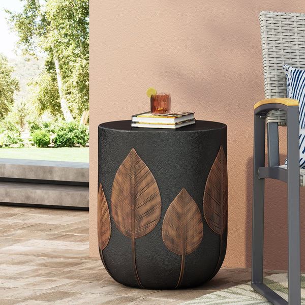 English Elm Christopher Knight Home® - Outdoor Lightweight Concrete Side Table In Copper - Boho Minimalist Accent For Patios & More N773P351030B
