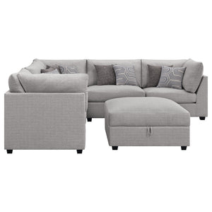 English Elm Lafayette Six Piece Modular Sectional with Feather Down Cushions and Storage Ottoman B062S01446