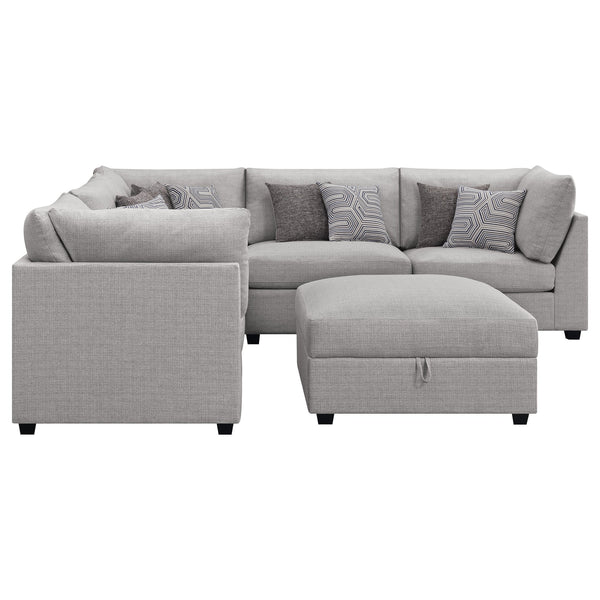English Elm Lafayette Six Piece Modular Sectional with Feather Down Cushions and Storage Ottoman B062S01446