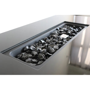 English Elm 42" 42" Smoked Glass Metal Rectangle Fire Pit Black - 50,000 BTU Propane, Stainless Steel Bowl, Lava Rocks Compatible B120P230244