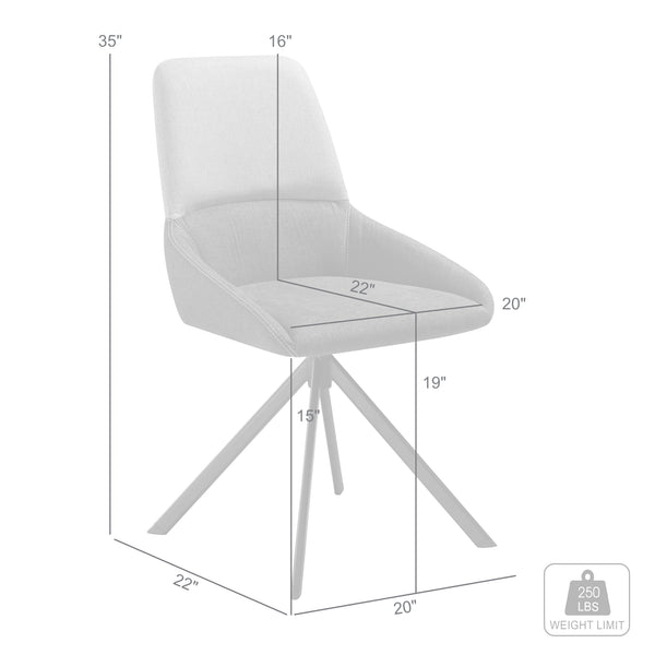 English Elm Maverick Swivel Polyester Dining Chairs with Black Metal Legs for Modern Kitchens B2736P464831