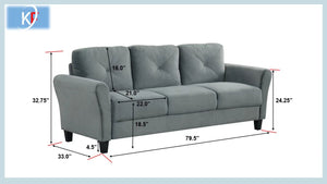 English Elm Couch Versatile Velvet Sectional For Small Spaces – Luxurious Comfort, Modular Design & Easy Care W2121P307538