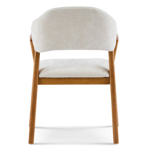 English Elm Indoor Chenille Upholstered Arm Dining Chairs Set of 2 with Bentwood Teak Frame N779P370761B