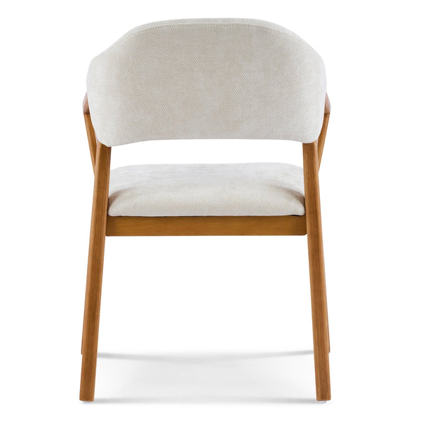 English Elm Indoor Chenille Upholstered Arm Dining Chairs Set of 2 with Bentwood Teak Frame N779P370761B