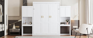 English Elm Queen Size Murphy Bed With Integrated Desk, Vanity & Storage Cabinets For Versatile Living Spaces N820S10057K-GIGA