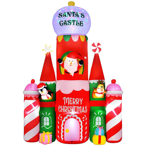 English Elm 10ft Candy Castle Holiday Inflatable Yard Display with Led Lights and Festive Characters T3971P404208