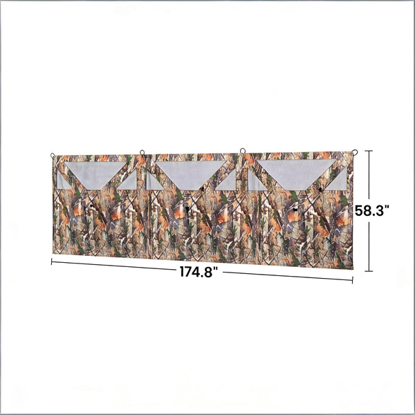 English Elm 3-panel Camo Hunting Blind with See-through Mesh and Instant Hub Frame Deployment T3971P486698