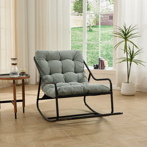 English Elm Outdoor Rocking Chair Steel Frame with Corduroy Cushion for Patio Bedroom Reading W640P443545