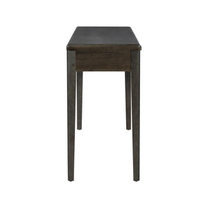 English Elm U_style Oak Veneer Console Table with Three Wave Drawers for Entryway or Foyer Black N711P401926B