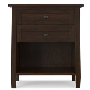 English Elm Warm Shaker Solid Pine Nightstand Two Drawer Open Shelf Farmhouse Bedside Storage B136P420752