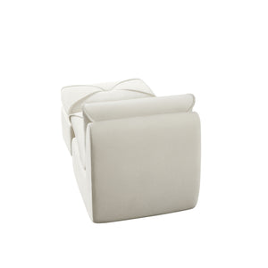 English Elm Compressed Lounge Chair with Ottoman - Space-Saving Chenille Upholstered Sofa, High-Density Foam Comfort Beige W1036P251827