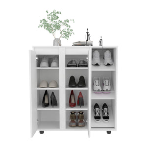 English Elm Houck 3 Tier Shoe Rack Slim White Engineered Wood Entryway Organizer for Small Spaces B200P362010