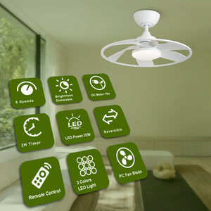 English Elm Light Pro 22-Inch Led Smart Ceiling Fan With Energy-Efficient Dc Motor For Compact Spaces T3177P284011