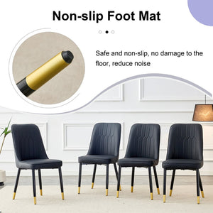 English Elm Table And Chair Set - Modern Extendable Mdf Dining Table With 4 Stylish Pu Chairs & Metal Legs W1151S03934-GIGA