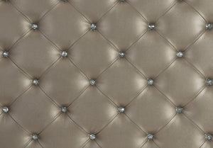 English Elm Silver Frame Queen Bed Crystal Button Tufted Headboard with Mirror Accent Glam B011S02485