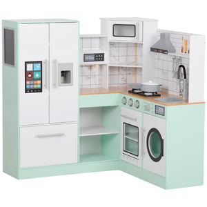 English Elm Qaba Corner Kids Kitchen Playset with Lights Sounds Chalkboard and Ice Maker W2225P249827
