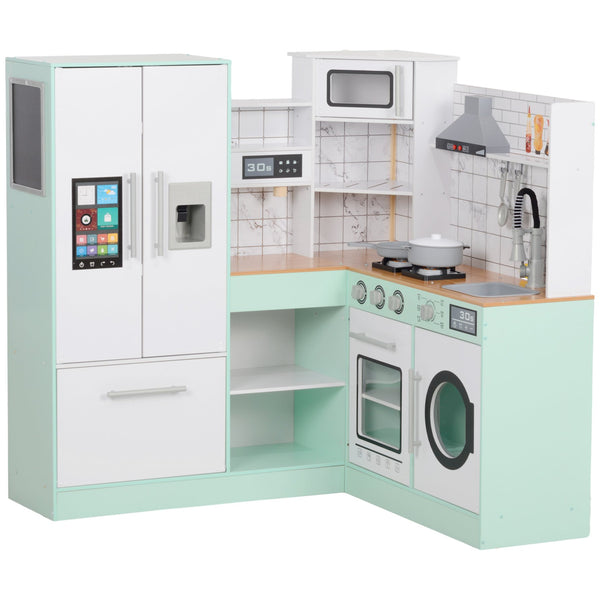 English Elm Qaba Corner Kids Kitchen Playset with Lights Sounds Chalkboard and Ice Maker W2225P249827