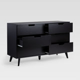 Simple 6 Drawer Dresser with Cut Out Handles Black HANB5BBLC Walker Edison