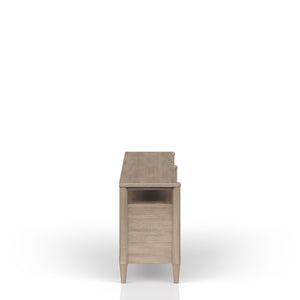 English Elm 72" Entertainment Console Sand Finish - Solid Wood + MDF, Power Ready, 4 Cabinets, Transitional Design B2699P226094