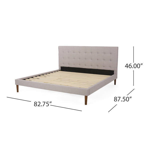 English Elm Christopher Knight Home® - UPHOLSTERY King Size Bed Light Grey Upholstered Button Tufted Headboard Contemporary Fabric Elegant Upgrade N761S6726603L