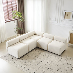 English Elm Christopher Knight Home® - Evelyn 5-Piece V-Shaped Modular Sectional Sofa In Soft Beige Chenille - Modern Comfort & Flexibility! N773IS00024B