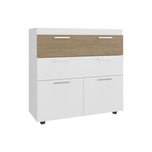 English Elm Belton Bedroom Dresser with Pull Out Drawers Drop Down Doors and Interior Shelving B200P445765