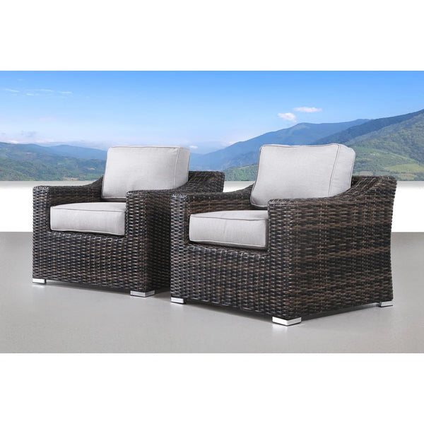 English Elm LSI Fully Assembled Patio Chair Set with Cushions — Durable Wicker Aluminum Frame, Weather-Resistant Comfort Brown B120S00058