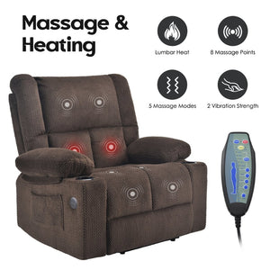 English Elm Power Lift Recliner Chair With Massage & Heat, Usb Ports, Cup Holders - Ultimate Comfort For Seniors T3623P380505-GIGA